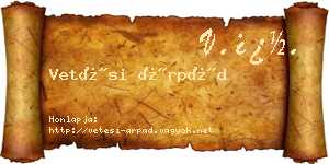 Vetési Árpád névjegykártya