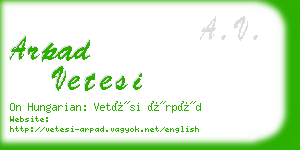 arpad vetesi business card